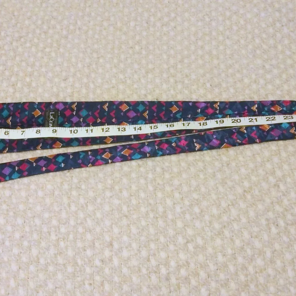 Vintage 90s LaCravatte Wide Silk Neck Tie 56” Retro Y2K Geometric Jewel Tone